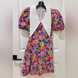 Women Puff Sleeves Colorful Floral Printed Dress